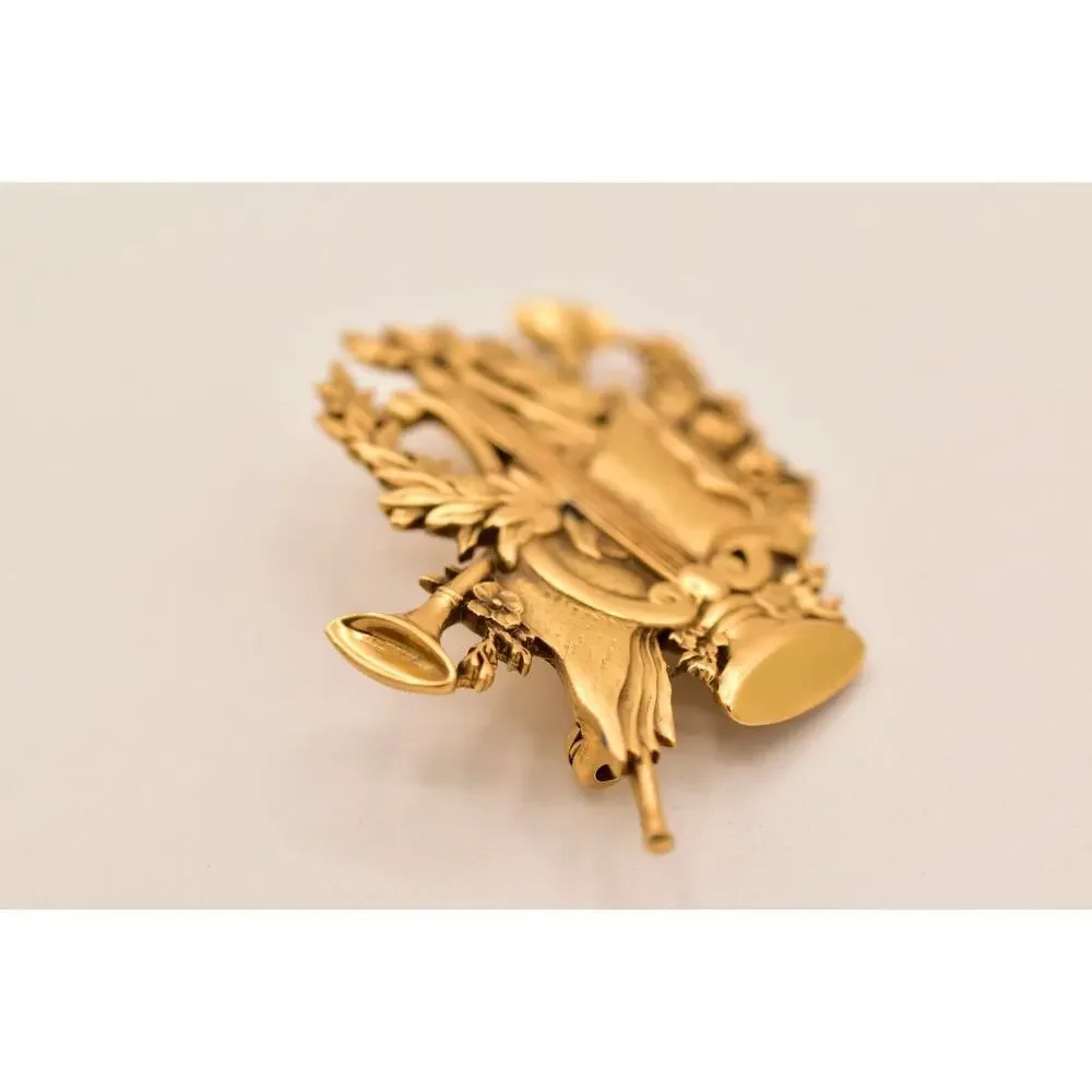 Vintage National Gallery of Art NGA Lyre Laurel Horns Forget Me Not Brooch BinBG